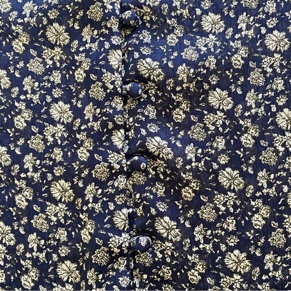 Women's Lucky Brand Boho Blue & Cream Floral Blouse, Size Medium - Picture 7 of 8